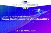 LEADING FOR UNCERTAINTY: from Resilience to Antifragility · 2 From Resiience to Antifragility LIVE VIRTUAL RAII Learn how to become antifragile and benefit from chaos and randomness
