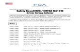 Driver Airbag InflatorSafety Recall R25 / NHTSA 15V-313 Driver Airbag Inflator Effective immediately all Driver Airbag Inflator repairs on involved vehicles are to be performed according