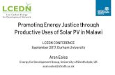 Context: Energy Access in Malawi and Productive Uses PUE ... · grid connected trading centres, currently