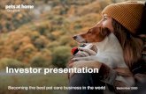 Investor presentation - UK's leading pet care business · Increasing pet insurance penetration Source: Pets at Home and UK pet market reports, OC&C 2017 Note: Food and accessories