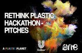 RETHINK PLASTIC HACKATHON - PITCHES€¦ · RETHINK PLASTIC HACKATHON - PITCHES A PLASTIC PLANET. #RETHINKPLASTIC Together with One Young World and A Plastic Planet, Unilever held