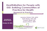 HealthMatters for People with IDD: Building Communities of ... Program... · " Recommendation 1 (R1): Establish State Communities of Practice for Health (CoP-H) for People with IDD