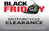 NON-CURRENT MOTORCYCLE CLEARANCEsturgesscycle.ca/assets/black-friday-16.pdf · 2018 Suzuki DRZ400SM LIST PRICE $7,699 + DEALER FEES $703 = $8,402 $7,649 + HST and Licence $250 FUEL