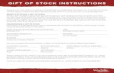 GIFT OF STOCK INSTRUCTIONS - Wycliffe Bible Translators · 2019. 10. 1. · Please consult your tax adviser if you are considering a stock gift, as Wycliffe Bible Translators, Inc.