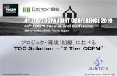4 JTA/TOCPA JOINT CONFERENCE 2019 - 日本TOC協会...2019/11/01  · WIP QUEUE One-in One-out •リソースのキャパシティ以上に WIPを増やさない •WIP中のタスクが完了した後、
