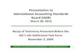 Presentation to International Accounting Standards Board ... · International Accounting Standards Board (IASB) March 30, 2010 Recap of Testimony Presented Before the SEC’s Life