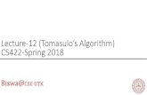 Lecture-12 (Tomasulo’s Algorithm) CS422-Spring 2018 · MULTD F0 F2 F4 3 Load3 No SUBD F8 F6 F2 4 7 8 DIVD F10 F0 F6 5 ADDD F6 F8 F2 6 10 11 Reservation Stations: S1 S2 RS RS Time