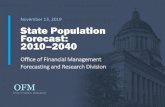 State Population Forecast: 2010-2040 Presentation€¦ · Comparison to Prior Forecast –Migration Office of Financial Management 3 2019, 90,200 0 10,000 20,000 30,000 40,000 50,000