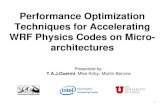 Performance Optimization Techniques for Accelerating WRF ... · Cloud water Cloud ice Rain Snow Grauple Sea Land WRF single-moment 6-class Microphysics Scheme (WSM6) Large loops with