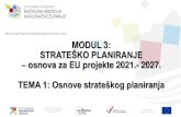 MODUL 3: STRATEŠKO PLANIRANJE osnova za EU projekte 2021 ... · Strateško planiranje je proces određivanjadugoročnih ciljeva „organizacije“ i utvrđivanja najboljih načina