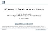 50 Years of Semiconductor Lasers - BostonPhotonics.org€¦ · • Zinc (Zn) diffused pn - junction • Cleaved or polished facets • Operated at cryogenic temperatures (77 K) •