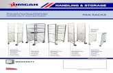HANDLING & STORAGE SHEETS/Pan Ra… · HANDLING & STORAGE PAN RACKS Authorized Dealer Pan trays are not included Heavy duty pan racks in stainless steel or aluminum, with welded angle