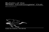 Bulletin of the British Ornithologists’ Club · Ammodramus savannarum 320 Ampelion rufaxilla 50 Amytis (macrourus) macrura 26 Amytis macrura 26 Amytis modestus 29 Amytis striata