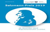 Salzmann-Preis 2019 · „Tango en Skai“ von Roland Dyens Elias Kertzig, Gitarre und „Prelude“ von Marc Antoine Charpentier Julius Willrich, Trompete Empfang des Thüringer