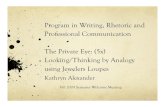 Program in Writing, Rhetoric and Professional ...Program in Writing, Rhetoric and Professional Communication The Private Eye: (5x) Looking/Thinking by Analogy using Jewelers Loupes