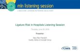 Ligature Risk in Hospitals Listening Session...Jun 20, 2019  · 5 • December 8, 2017 –CMS released SC-18-06 to address ligature risk in hospitals • Impact of ligature risk guidance: