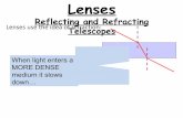 Lenses - singhscience · 2019. 11. 10. · • Collect more light then refracting telescopes • Mirrors need regular re-alignment as they can easily slip out of alignment due to