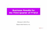 Business Results for the Third Quarter of FY3/12 · Operating income 17,836 15,824 (2,012) (11.3) Operating income ratio 3.6% 3.1% - - FY3/12 Q3 (Oct. - Dec.) (Sales) ・Increased