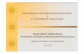 POLITIQUE D’INTERNATIONALISATION A L’UNIVERSITE · PDF file Structure de l’Université Libanaise Fondée en 1951 (avec la faculté de pédagogie) Autonomie financière et académique