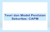 Teori dan Model Penilaian Sekuritas: CAPM · 2015. 4. 11. · 8 Security Market Line (SML) Persamaan CML hanya dapat diterapkan pada pasar yang equilibrium dan pada portofolio efisien