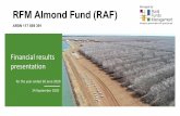 Managed by: RFM Almond Fund (RAF)...Financial results presentation for the year ended 30 June 2020 24 September 2020 Managed by: RFM Almond Fund (RAF) ARSN 117 859 391 Rural Funds