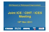 Joint ICE / CIHT / ICES Meeting · A46 Bingham Railway Bridge Design Substructure • Comprised 6 no large (2.4m) diameter reinforced concrete piles-3 either side of tracks-2 end