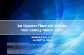 1st Quarter Financial Results Year Ending March 2015€¦ · 2014-08-06  · ↑ Arch Pharmalabs : +¥4.2bn (impairment loss on fixed assets and other assets for the previous period)