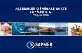 ASSEMBLÉE GÉNÉRALE MIXTE SAPMER S.A. · 2019. 1. 25. · Lancement d’unenouvelle marque « Les comptoirs Sapmer » sous laquelle Sapmer vendra ses produits en propre Développement