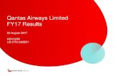 Qantas Airways Limited FY17 Resultsof ROIC please see slide 11 in the Supplementary presentation. Calculated as ROIC EBIT for the 12 months ended 30 June 2017, divided by the 12-months