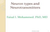 Neuron types and Neurotransmitters - JU Medicine · 2020. 7. 25. · Neurotransmitters Chemical substances that function as synaptic transmitters 1. Small molecules which act as rapidly