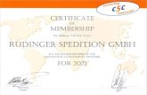 Freight Forwarder in Germany - connecting c5C continents … · connecting c5C continents CERTIFICATE MEMBERSHIP WE HEREBY CERTIFY THAT RUDINGER SPEDITIÓN GMBH IS A REGISTERED MEMBER
