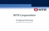 MTR Corporation...MTR Today 1975 1980 1985 1990 1995 2000 2005 2010 2017 1st Railway line opened (1979) Merger with KCRC (2007) Establishment of MTR MTR was listed in the Stock Exchange