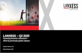 LANXESS Q3 2020 · 2020. 11. 5. · Q3 Sales vs. PY Total +0 % § * New reporting structure as of Q1 2020, data excluding BU LEA, which is reported as discontinued operation * >¼P@