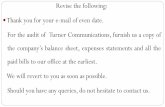 Revise the following: Thank you for your e-mail of even date. the … · 2016. 12. 14. · Revise the following: Thank you for your e-mail of even date. For the audit of Turner Communications,