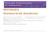 Virtual University of Pakistan - VU SOLVED PAPERS · 2020. 2. 3. · mth603-numerical analysis_ muhammad ishfaq page no.3 question: what type of region does the double integration