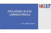 POVLAČENJE UK IZ EU CARINSKA PRAVILA€¦ · Istekom prijelaznog razdoblja pravila EU-a u području carine, (Uredba (EU) br. 952/2013 Europskog parlamenta i Vijeća od 9. listopada