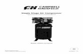 Single Stage Air Compressor - Campbell Hausfeld€¦ · This compressor/pump is not equipped and should not be used “as is” to supply breathing quality air. For any application