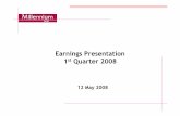 Earnings Presentation 1 Quarter 2008 - Millennium bcp3 Earnings Presentation –1st Quarter 2008 Highlights 1 Pretaxincome from Portuguese operation up 45% from 4Q07 2 Pretaxincome