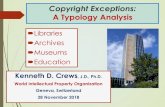 Copyright Exceptions: A Typology Analysis · 2018. 12. 18. · A Typology Analysis Thank You! Kenneth D. Crews, J.D., Ph.D. World Intellectual Property Organization Geneva, Switzerland