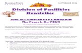 Division of Facilities...NOVEMBER 2016 Division of Facilities Newsletter 2016 ALL-UNIVERSITY CAMPAIGN The Focus Is On YOU!! By Loleta Sump, Director of Customer Service Last month’s