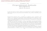 Propositional Attitude Ascriptionzucchi/NuoviFile/Richard (2006).pdf · Propositional Attitude Ascription Mark Richard In the last quarter century, debate over propositional attitude