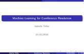 Machine Learning for Coreference Resolution · Isabelle Tellier 27/02/2015 Isabelle Tellier Coreference Resolution 27/02/2015 1 / 33. Introduction : purpose of this presentation introduce
