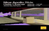 Apollo Slide Gate Opener 8300 SL - 1/2 HP, 8500 SL - 1 HP...Revision 1.0.2_08-2012 Nice Apollo . Slide Gate Opener. Vehicular Slide Gate Opener. 8300. SL - 1/2HP 8500. SL - 1 HP