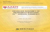 AMERICAN ACADEMY OF EMERGENCY MEDICINE...AMERICAN ACADEMY OF EMERGENCY MEDICINE 26TH ANNUAL ASSEMBLY APRIL 19 – 23, 2020 SHERATON GRAND PHOENIX PHOENIX, ARIZONA Heritage Trade Show
