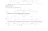 Honors Algebra II Midterm Review - TypepadHonors Algebra II Midterm Review _____10. Which quadratic function has an axis of symmetry of x 2 and a minimum value of 4? (a) yx 42 (b)