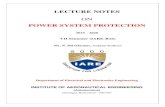 POWER SYSTEM PROTECTION - Institute of Aeronautical ... · protection of distribution transformers,lighting circuits, branch circuits of distribution lines etc. 4. With the advancement