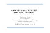 MALWARE ANALYSIS USING MACHINE LEARNING ......¨ Kolter, J. Z., & Maloof, M. A. (2006). Learning to detect and classify malicious executables in Learning to detect and classify malicious