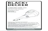CORDLESS HAND VAC · 2017. 4. 26. · INSTRUCTION MANUAL CORDLESS HAND VAC CATALOG NUMBERS CHV1410L CHV1410L32 Thank you for choosing BLACK +DECKER ! PLEASE READ BEFORE RETURNING
