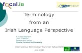 Terminology from an Irish Language Perspective · 2014. 6. 17. · The Irish language has legal status in both an Irish and a European context More people working through the medium