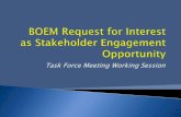 Task Force Meeting Working Session - BOEM Homepage · 2019. 10. 14. · Task Force Meeting Working Session . 1. Provides description of proposed project ... Lease Sale / Auction ...